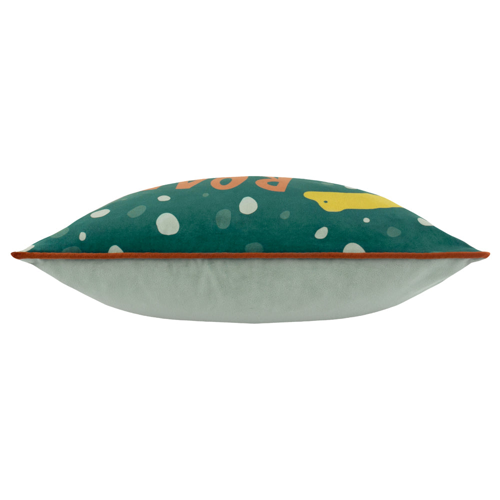 Roar Piped Velvet Cushion Teal