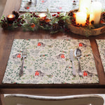 Evans Lichfield Robin Set of 4 Christmas Festive Placemats in Green