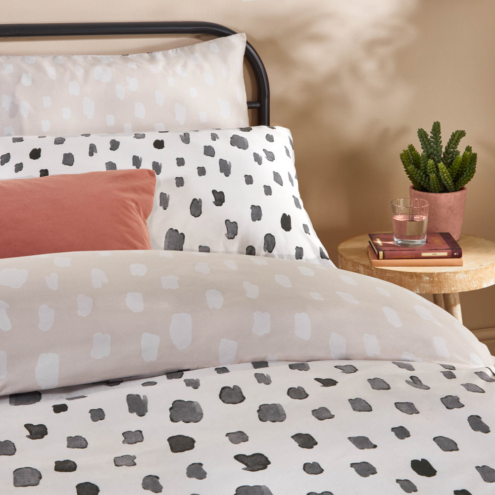Robi Printed Soft Touch Duvet Cover Set Linen/Charcoal