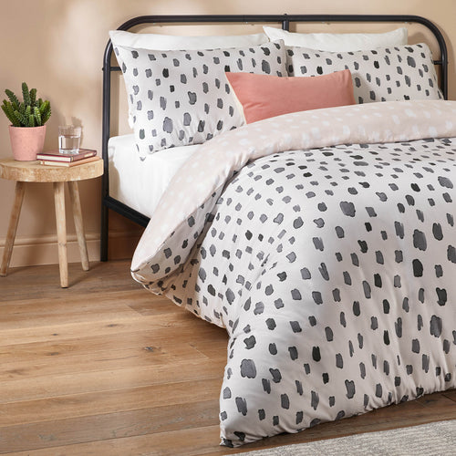 Spotted Multi Bedding - Robi Printed Soft Touch Duvet Cover Set Linen/Charcoal Duvet Day