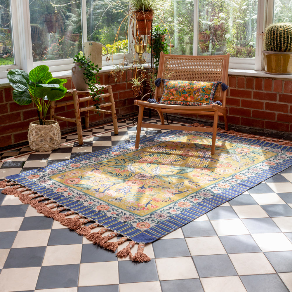 Rosa Blue 120x180cm Rug | Navy/Gold Rugs | Wylder – Furn.com