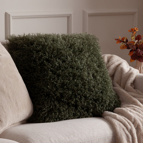  Green Cushions - Rowan Faux Fur Cushion Cover Khaki furn.