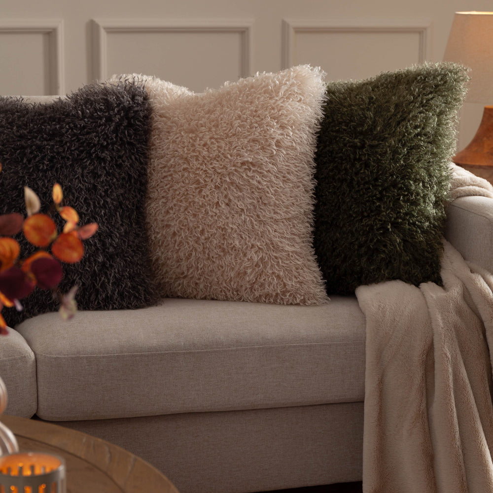 Rowan Faux Fur Cushion Natural