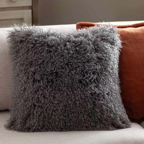  Grey Cushions - Rowan Faux Fur Cushion Cover Taupe furn.