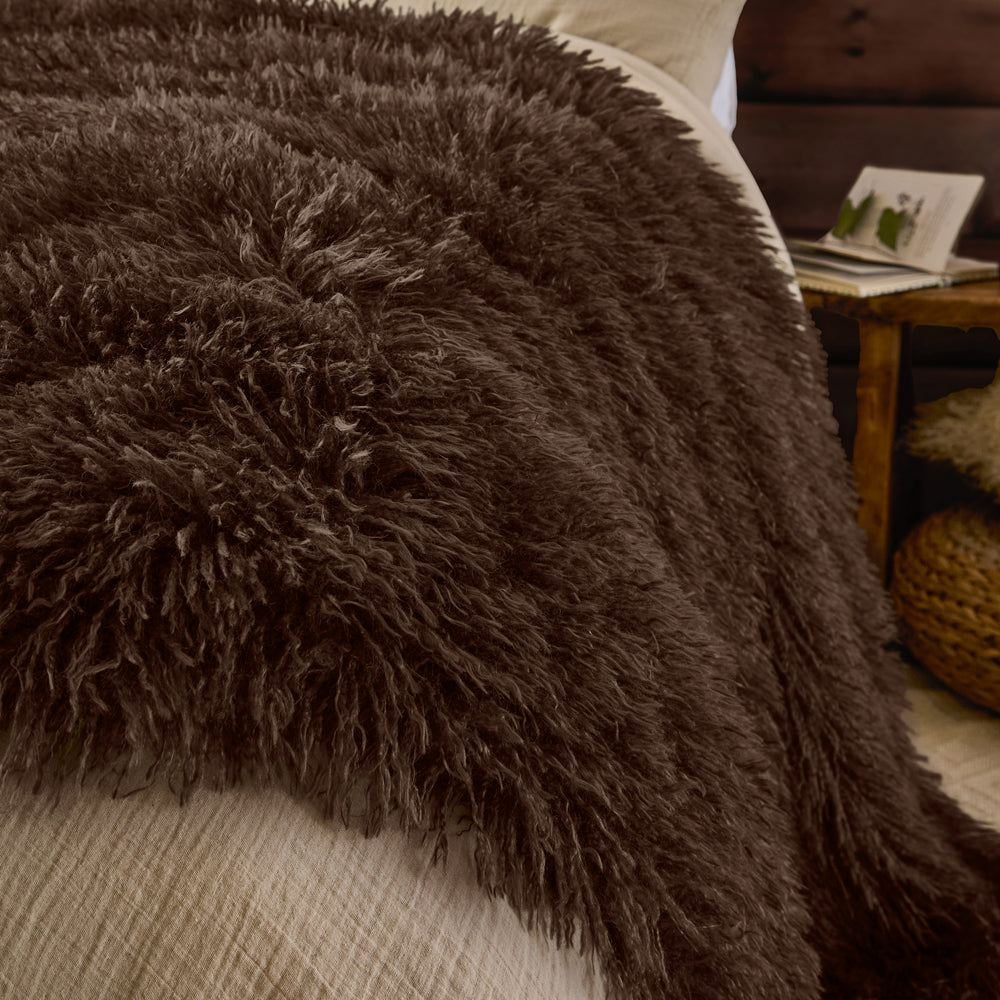 Rowan Faux Fur Throw Chocolate