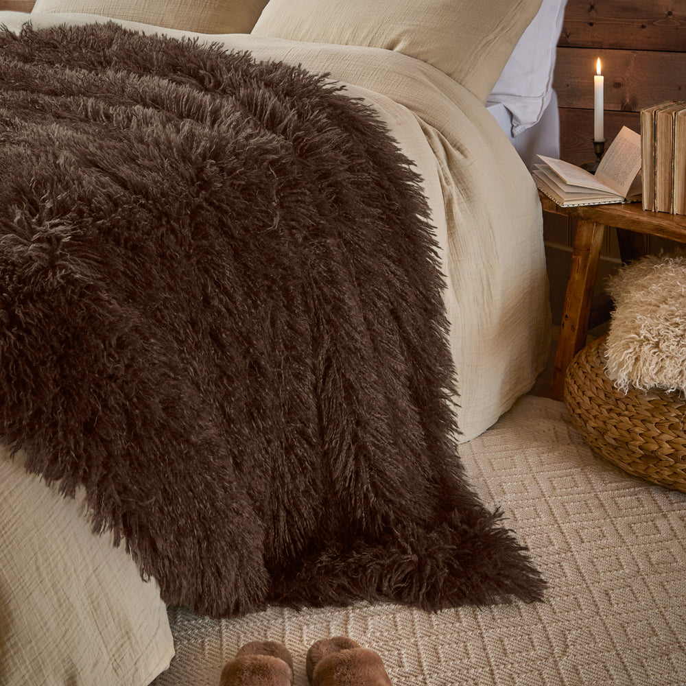 Rowan Faux Fur Throw Chocolate