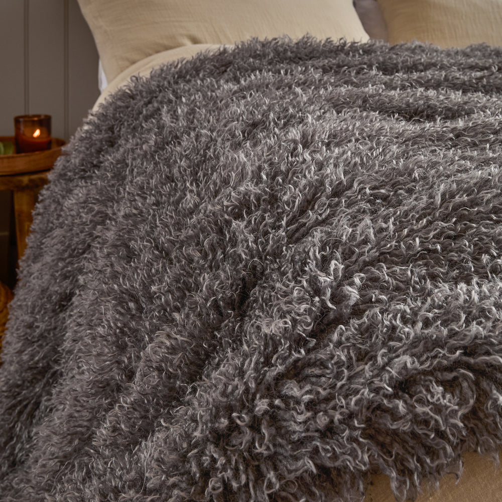 Rowan Faux Fur Throw Grey