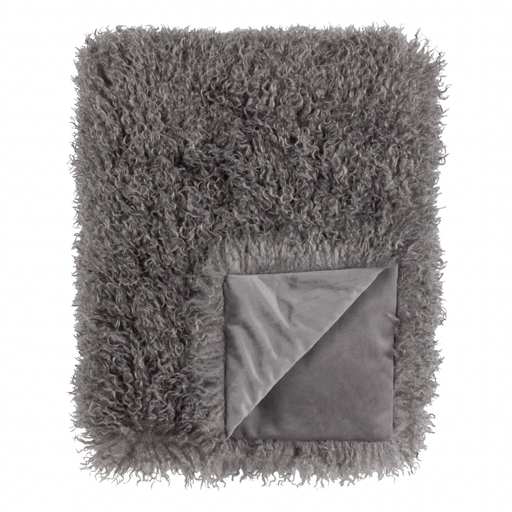 Rowan Faux Fur Throw Grey
