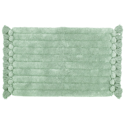 Mint Green Boho Runner Rug with Tassels Long Light Green Bath Mat