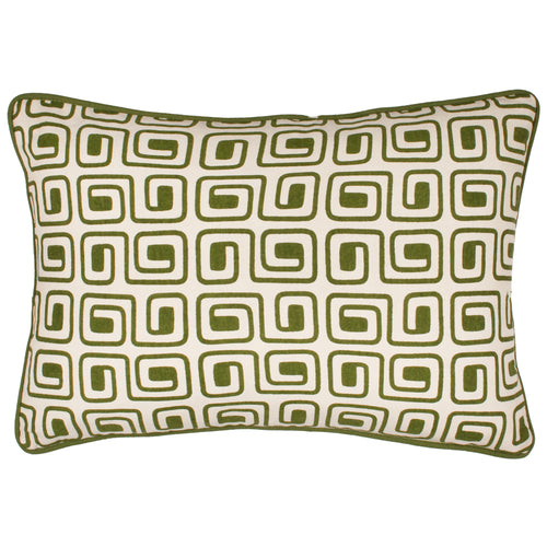 Abstract Green Cushions - Safara Printed Cushion Cover Olive HÖEM