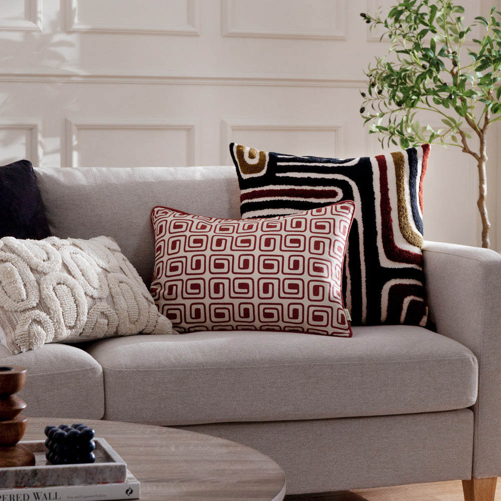 Safara Printed Cushion Red Copper