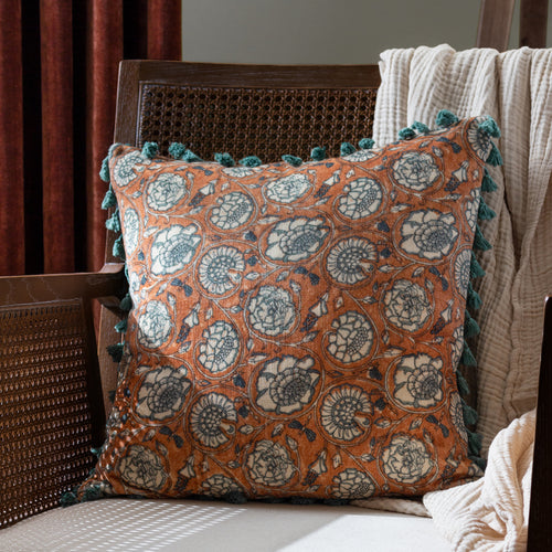 Floral Orange Cushions - Salisa  Cushion Cover Rust Paoletti