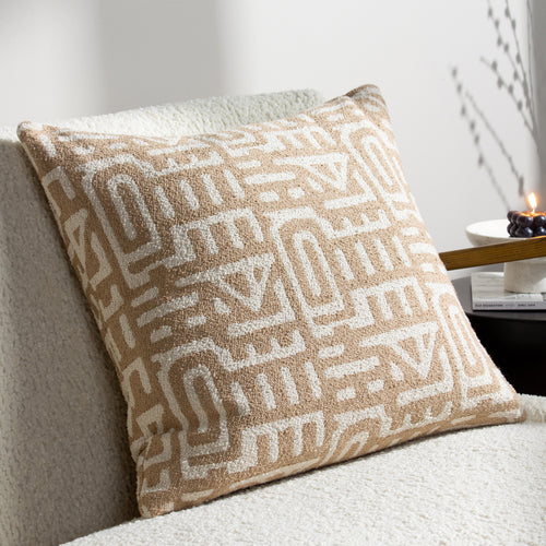Geometric Brown Cushions - Samos  Cushion Cover Toffee/Nougat HÖEM