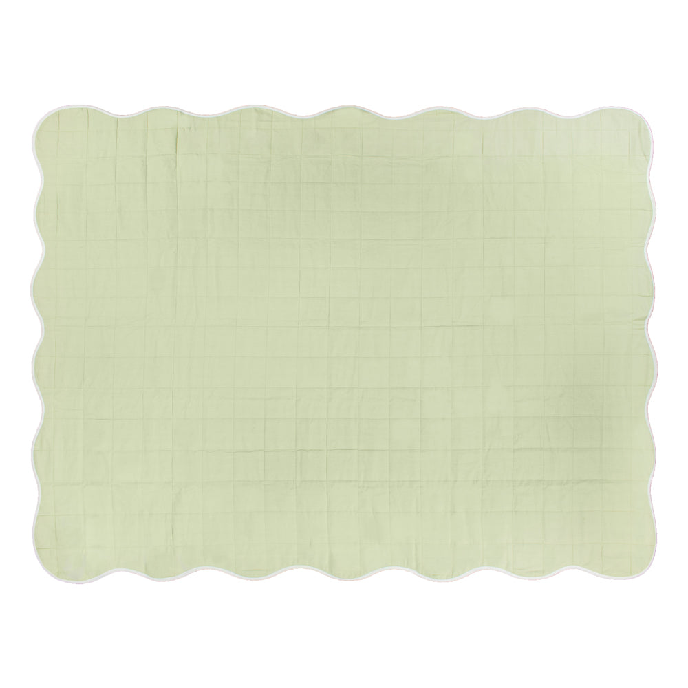 Scallop Quilted Bedspread Sage