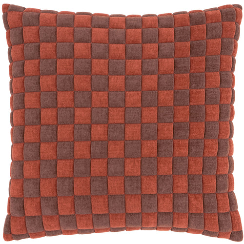 Softie Checkerboard Quilted Cushion Cinnamon/Chocolate