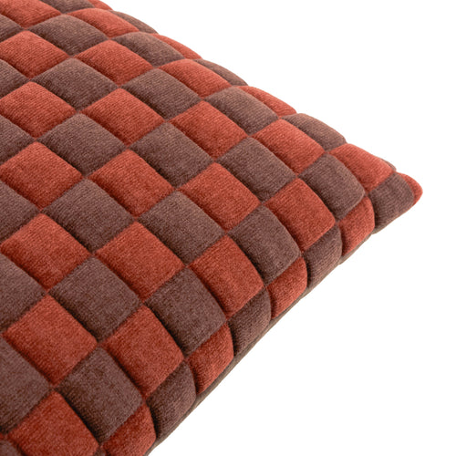 Softie Checkerboard Quilted Cushion Cinnamon/Chocolate