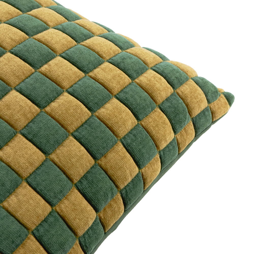 Softie Checkerboard Quilted Cushion Green