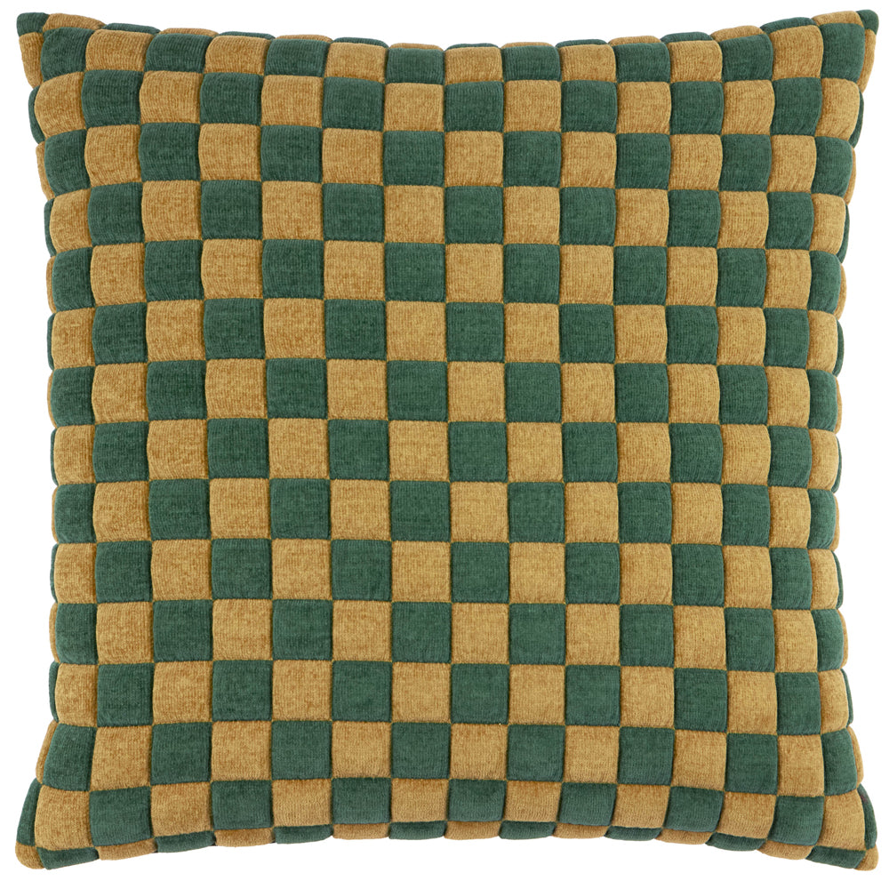 Softie Checkerboard Quilted Cushion Green