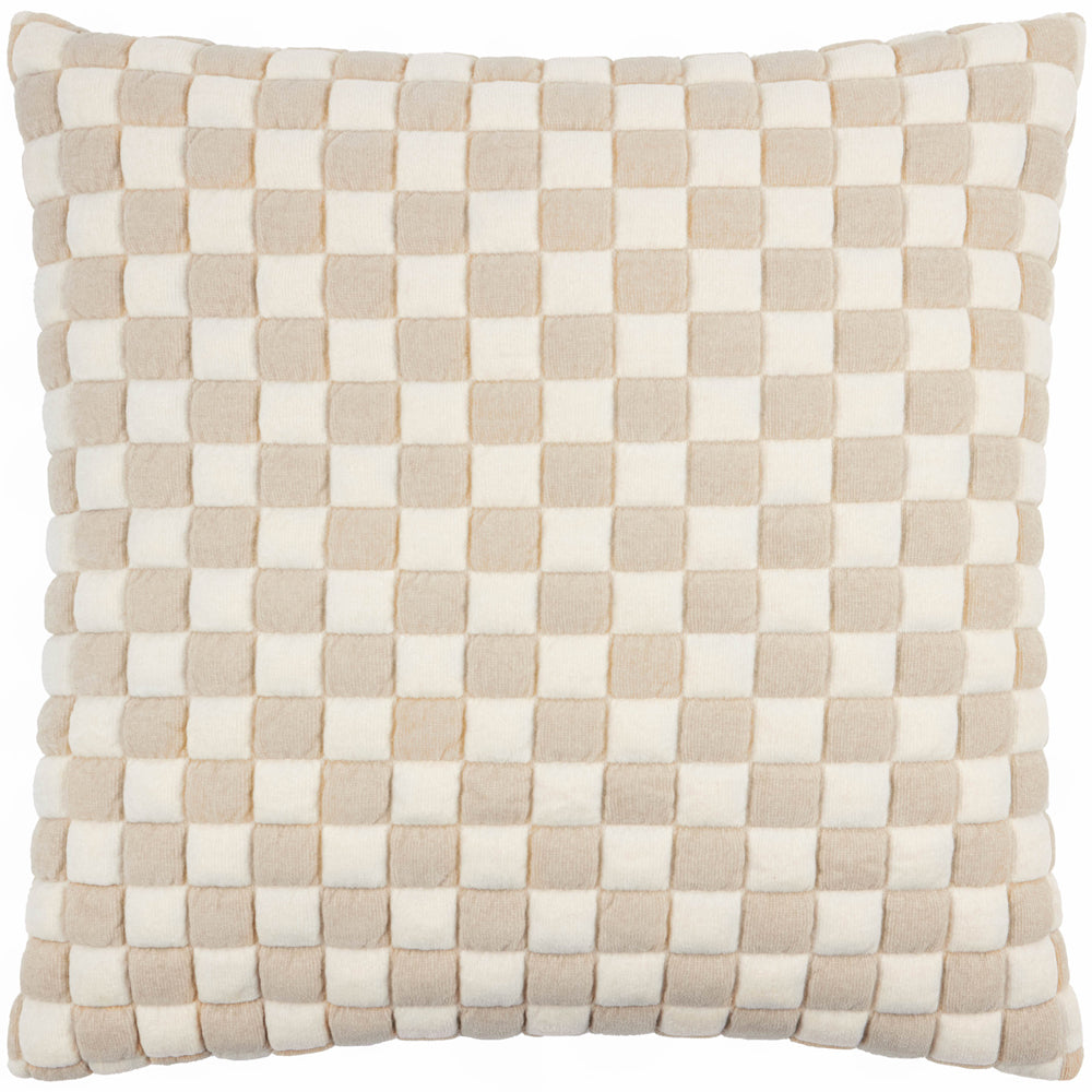 Softie Checkerboard Quilted Cushion Natural
