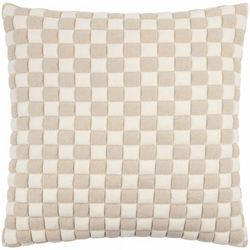 Check Beige Cushions - Softie Checkerboard Quilted Cushion Cover Natural Furn