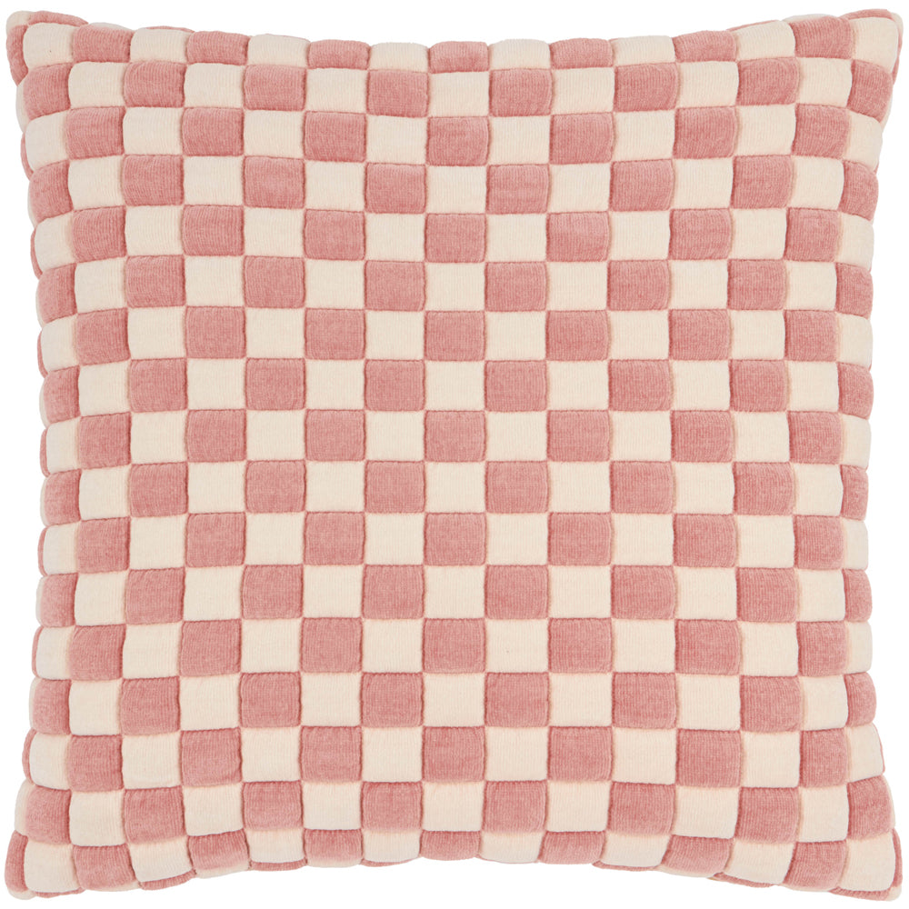 Softie Checkerboard Quilted Cushion Pink