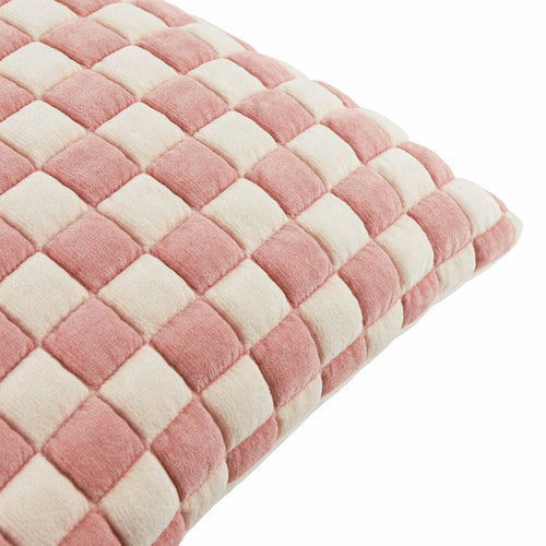 Softie Checkerboard Quilted Cushion Pink