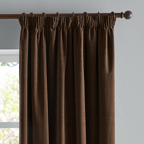 Soft Chenille Blackout Pencil Pleat Curtains Chocolate