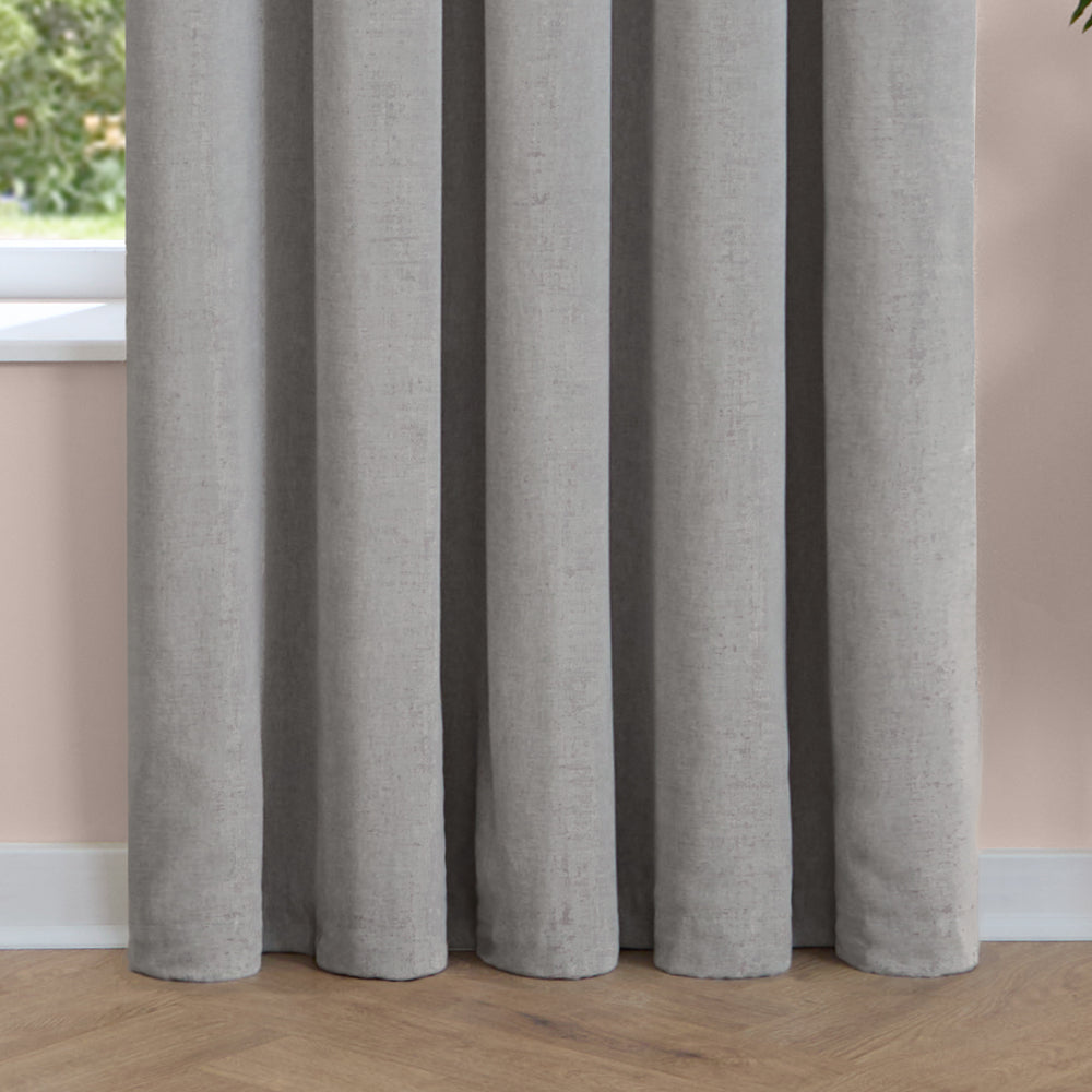 Soft Chenille Blackout Pencil Pleat Curtains Silver