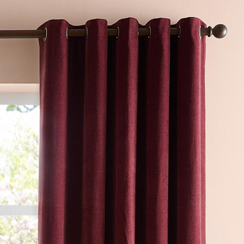Soft Chenille Blackout Eyelet Curtains Beetroot