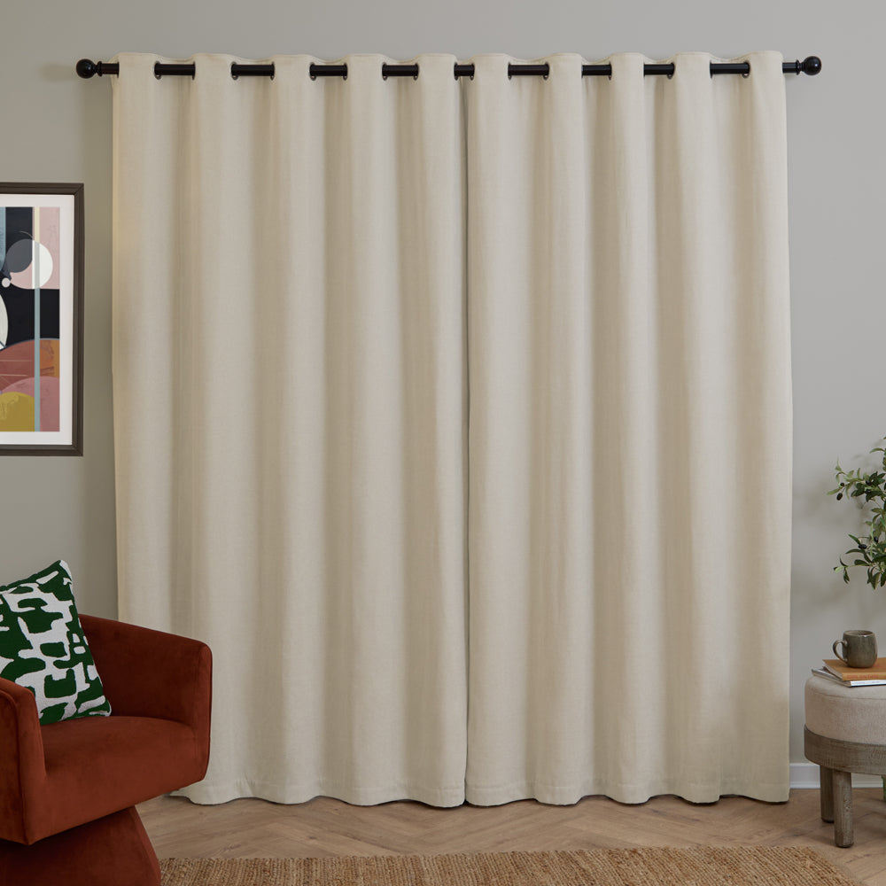 Soft Chenille Blackout Eyelet Curtains Ecru