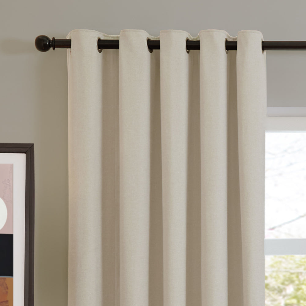 Soft Chenille Blackout Eyelet Curtains Ecru