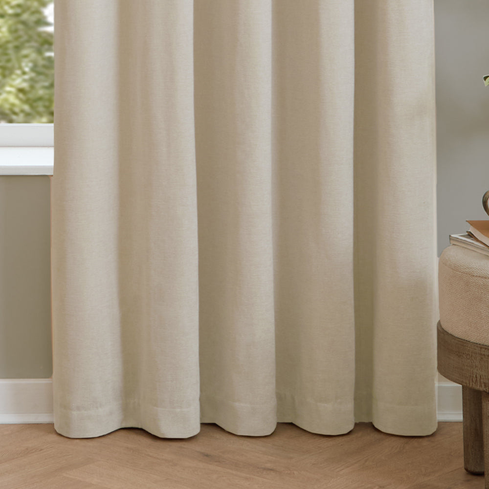 Soft Chenille Blackout Eyelet Curtains Ecru