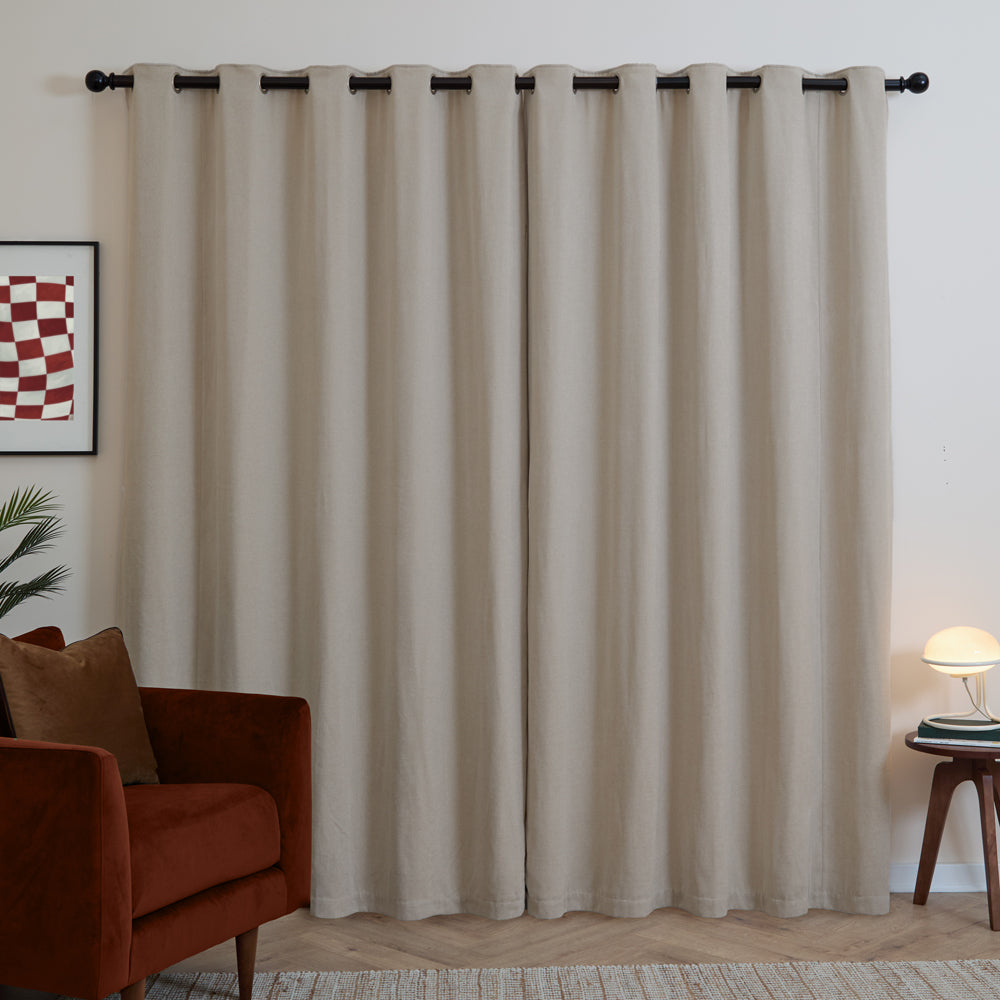 Soft Chenille Blackout Eyelet Curtains Natural