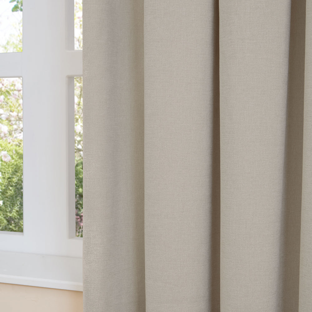 Soft Chenille Blackout Eyelet Curtains Natural