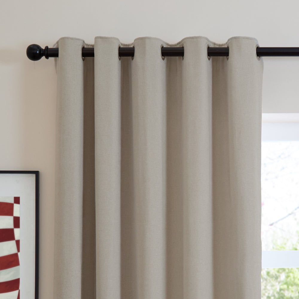 Soft Chenille Blackout Eyelet Curtains Natural