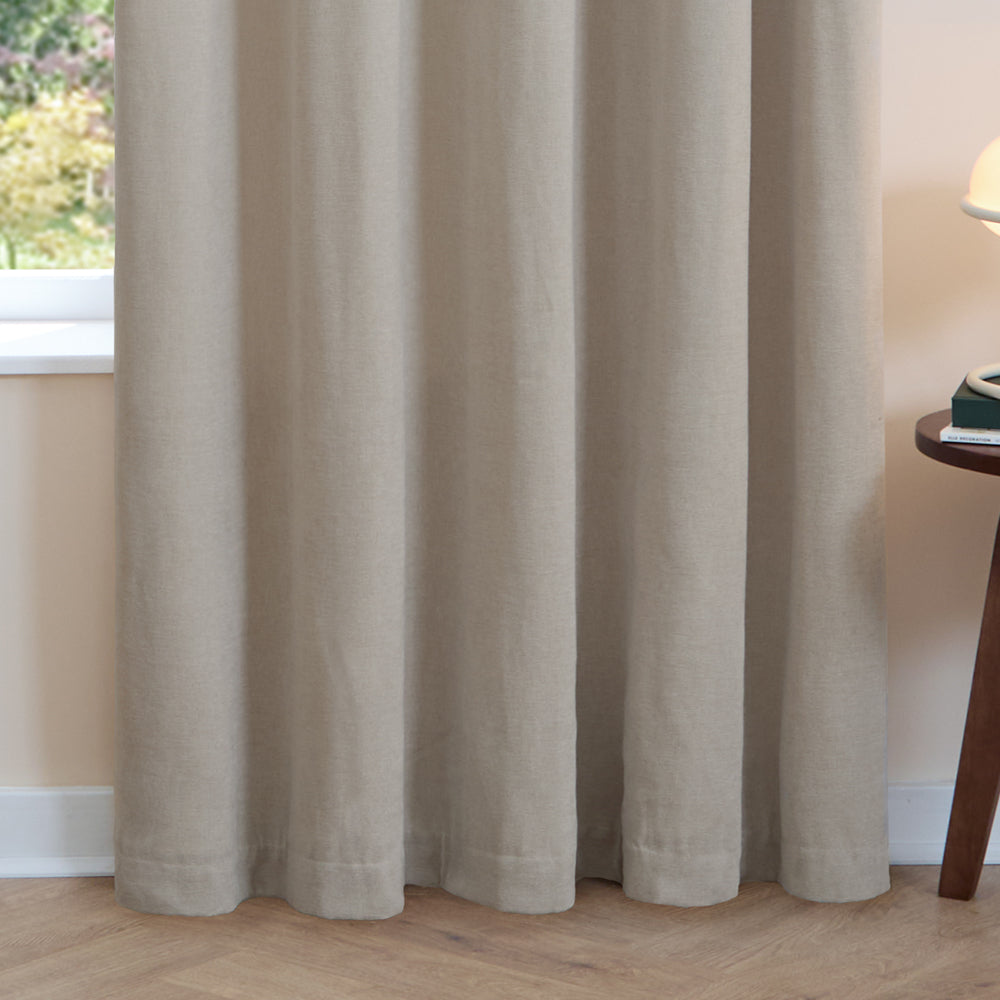 Soft Chenille Blackout Eyelet Curtains Natural