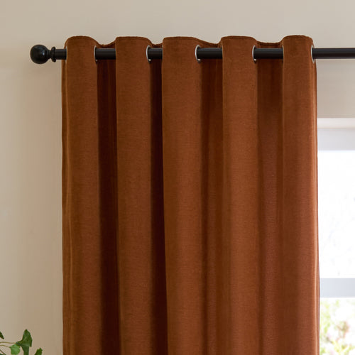 Soft Chenille Blackout Eyelet Curtains Rust