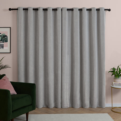 Soft Chenille Blackout Eyelet Curtains Silver