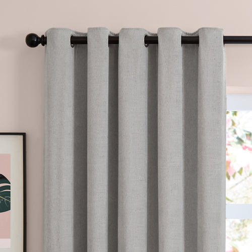 Soft Chenille Blackout Eyelet Curtains Silver