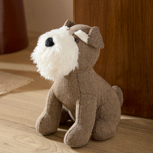 Herringbone Brown Accessories - Schnauzer Dog Herringbone Door Stop Brown Furn
