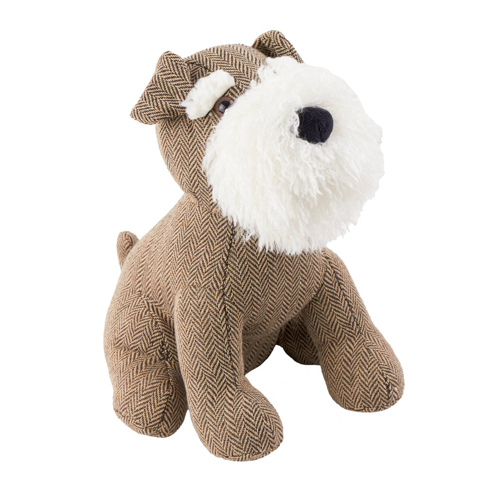 Schnauzer Dog Herringbone Door Stop Brown