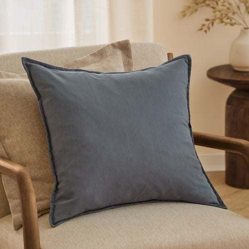 Plain Blue Cushions - Slub Cotton  Cushion Cover Denim Yard