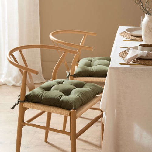 Slub Cotton 2 Pack Seat Pads Lichen