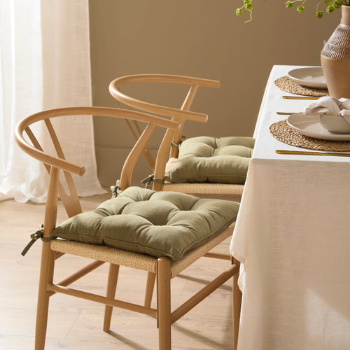Slub Cotton 2 Pack Seat Pads Moss