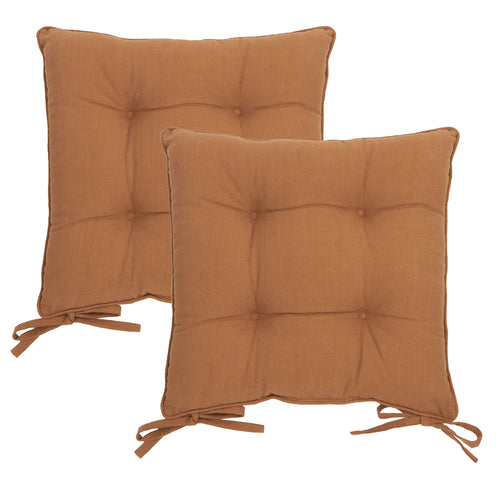 Slub Cotton 2 Pack Seat Pads Toffee