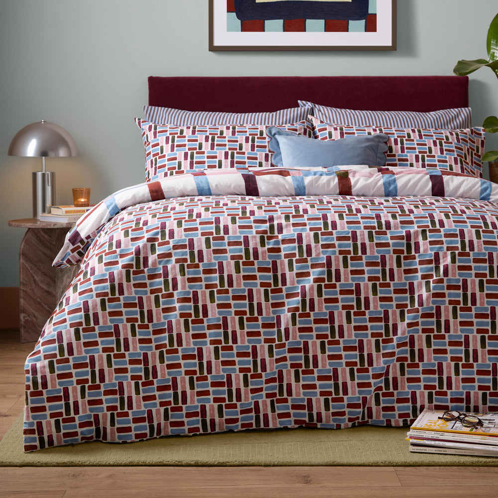 Selvan Reversible Duvet Cover Set Oatmilk/Burgundy