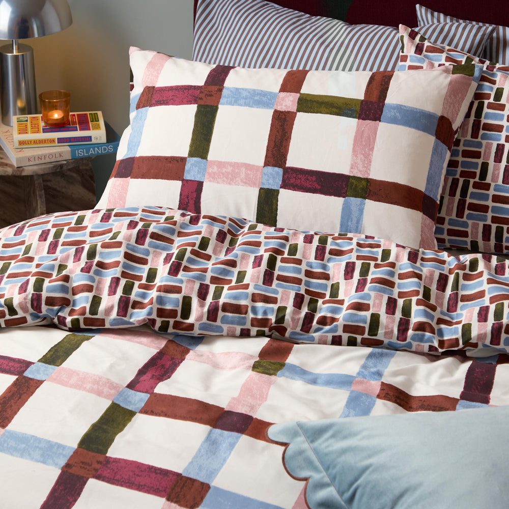 Selvan Reversible Duvet Cover Set Oatmilk/Burgundy