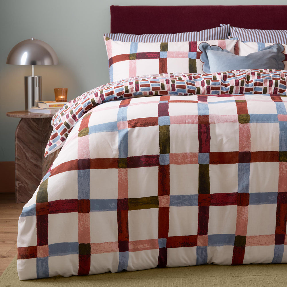 Selvan Reversible Duvet Cover Set Oatmilk/Burgundy