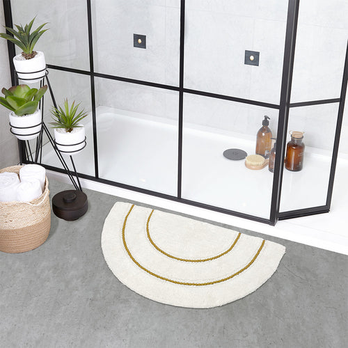 Plain Cream Bathroom - Semi Circle  Bath Mat Ochre furn.