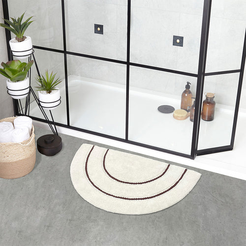 Plain Cream Bathroom - Semi Circle  Bath Mat Clay furn.